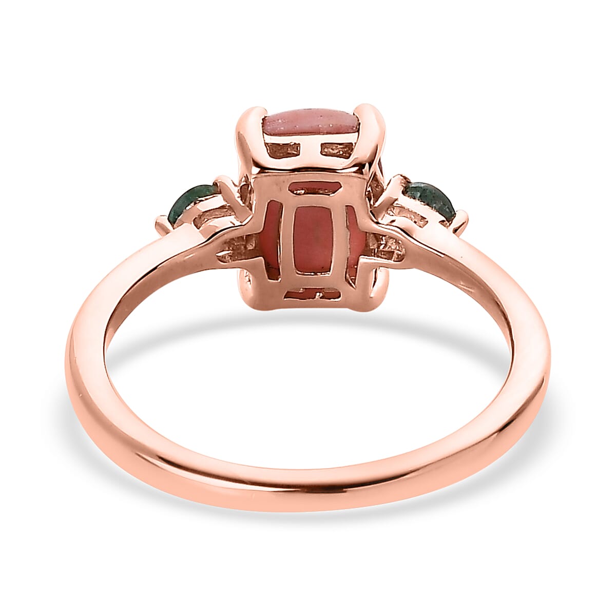 Oregon Peach Opal, Boyaca Colombian Emerald Ring and Pendant Necklace 20 Inches in Vermeil Rose Gold Over Sterling Silver 2.25 ctw image number 5