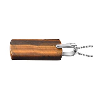 Tigers Eye Pendant 35.00 ctw Necklace in Stainless Steel 20 Inches