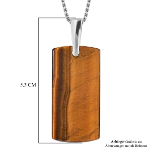 Tigers Eye Pendant 35.00 ctw Necklace in Stainless Steel 20 Inches