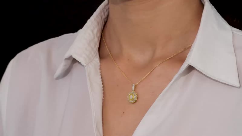 Madagascar Yellow Sapphire, Yellow and White Diamond Double Halo Pendant Necklace 20 Inches in Vermeil Yellow Gold Over Sterling Silver 2.00 ctw