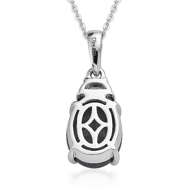 Blue Star Sapphire (DF) and White Zircon Pendant Necklace 20 Inches in Platinum Over Sterling Silver 4.60 ctw
