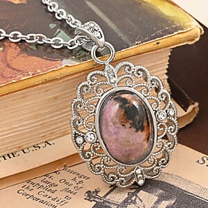 Orissa Rhodolite Garnet, Simulated Diamond Pendant Necklace (18-20 Inches) in Stainless Steel 5.25 ctw | Tarnish-Free, Waterproof, Sweat Proof Jewelry