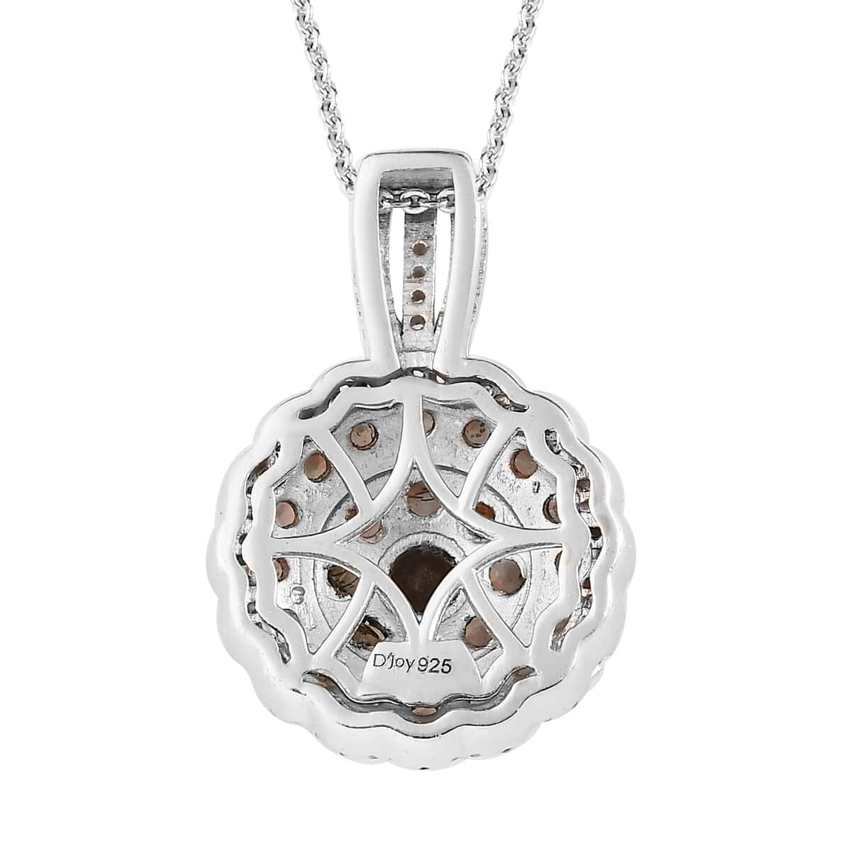 Premium Jenipapo Andalusite and White Zircon Cluster Pendant Necklace 20 Inches in Platinum Over Sterling Silver 2.10 ctw image number 4