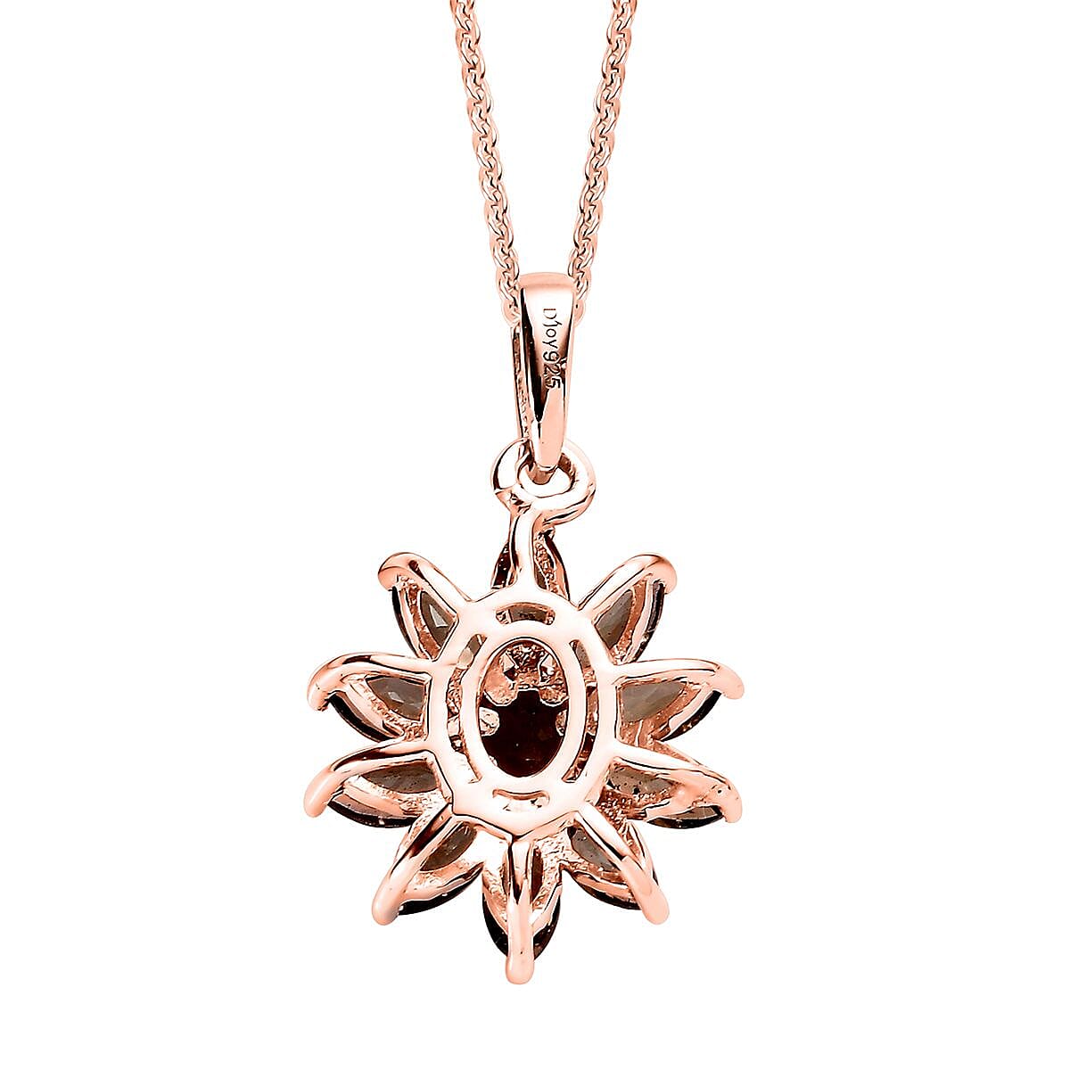Premium Jenipapo Andalusite Floral Pendant Necklace 20 Inches in Vermeil Rose Gold Over Sterling Silver 2.40 ctw