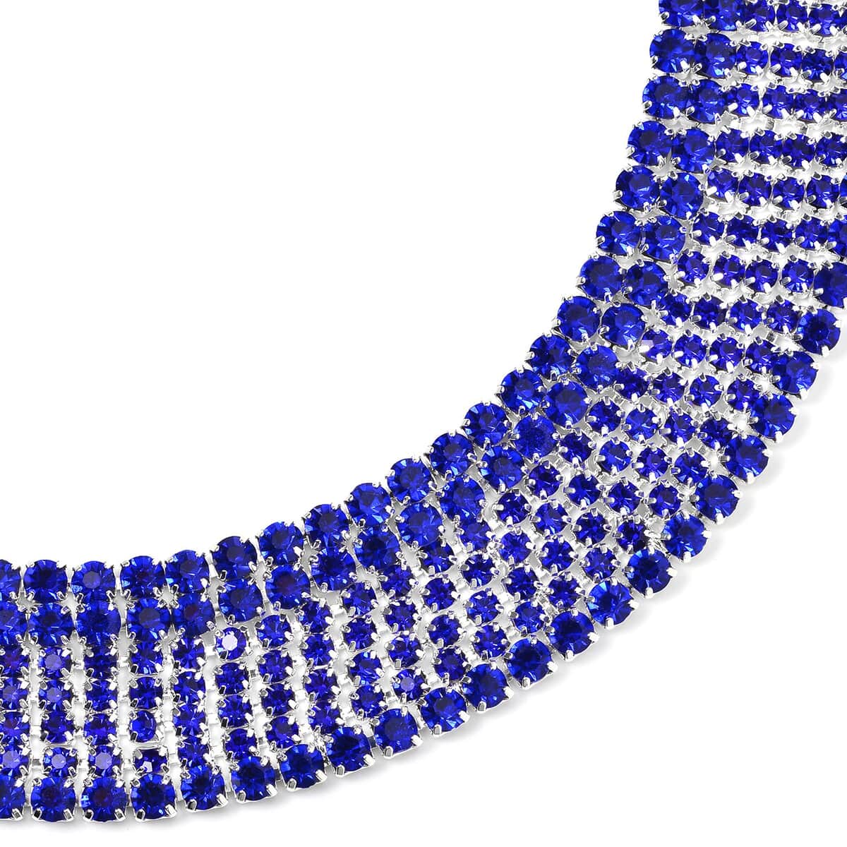 Blue Austrian Crystal Necklace and Earrings in Silvertone 18-22 Inches image number 2