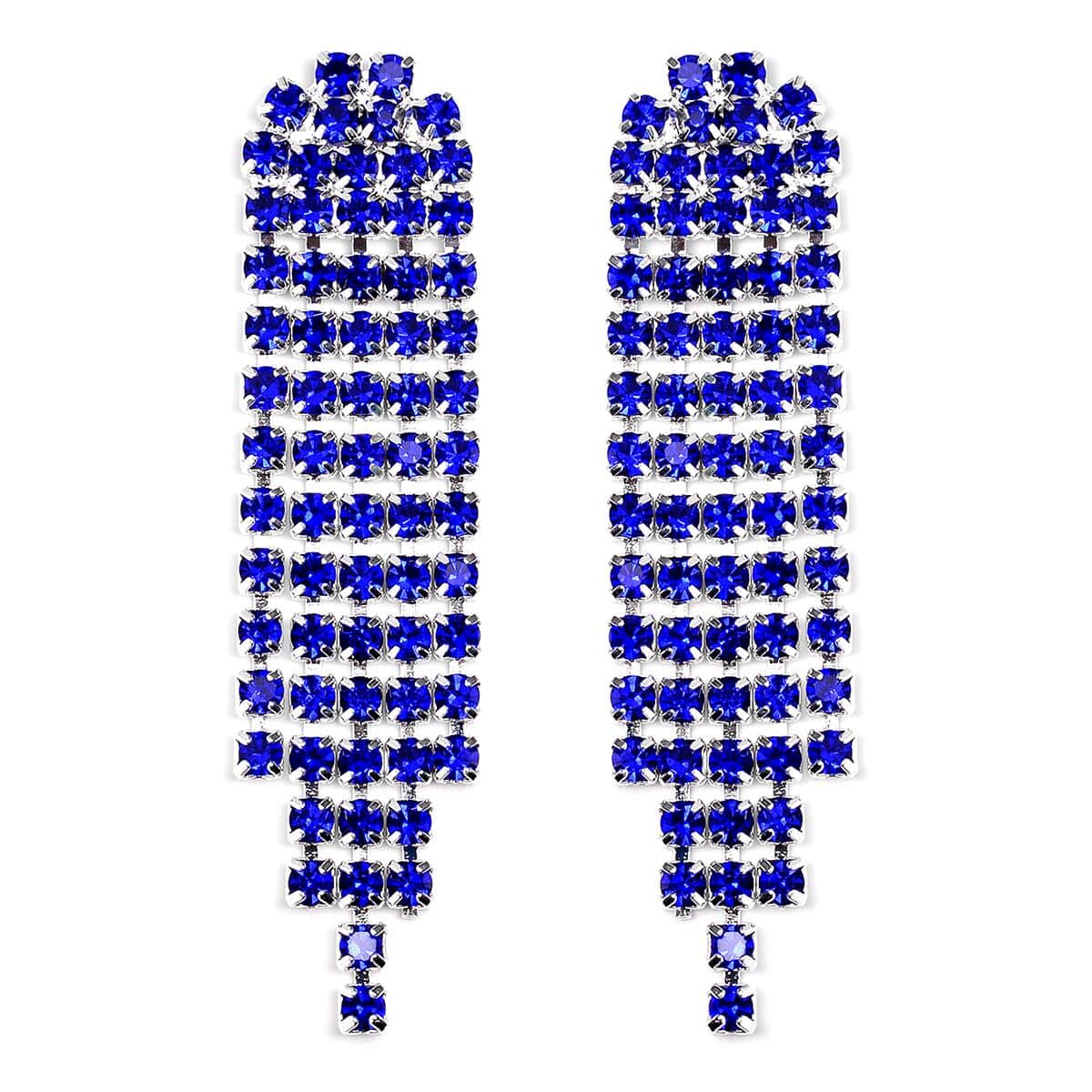 Blue Austrian Crystal Necklace and Earrings in Silvertone 18-22 Inches image number 5