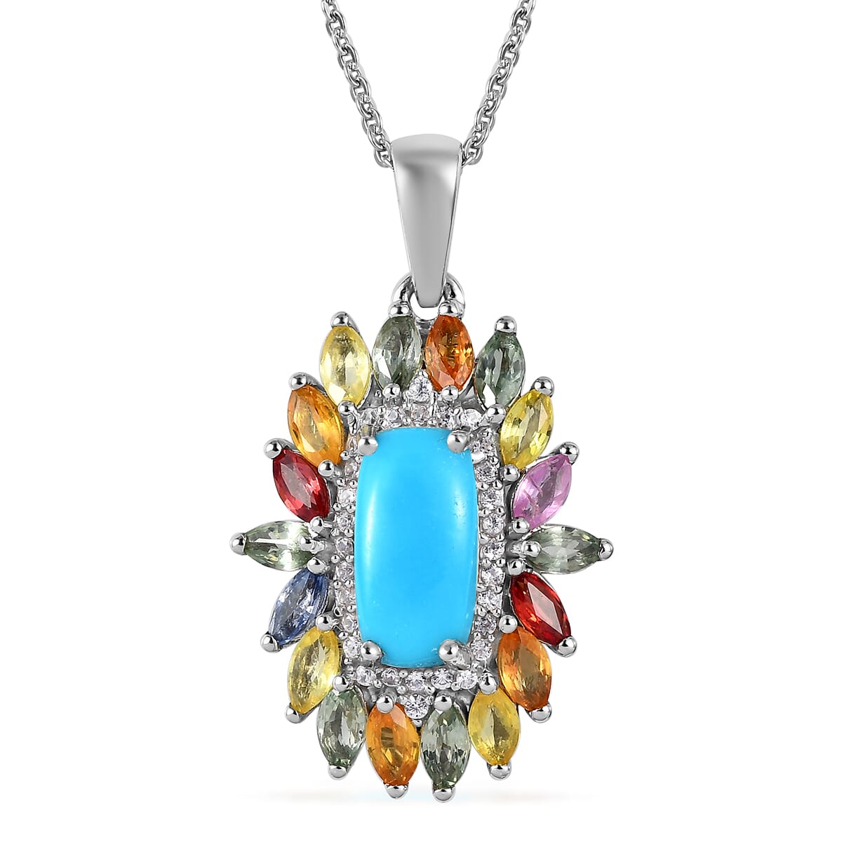 Turquoise Sterling Silver Floral Necklace 20 Turquoise Sterling Silver Floral Necklace 20