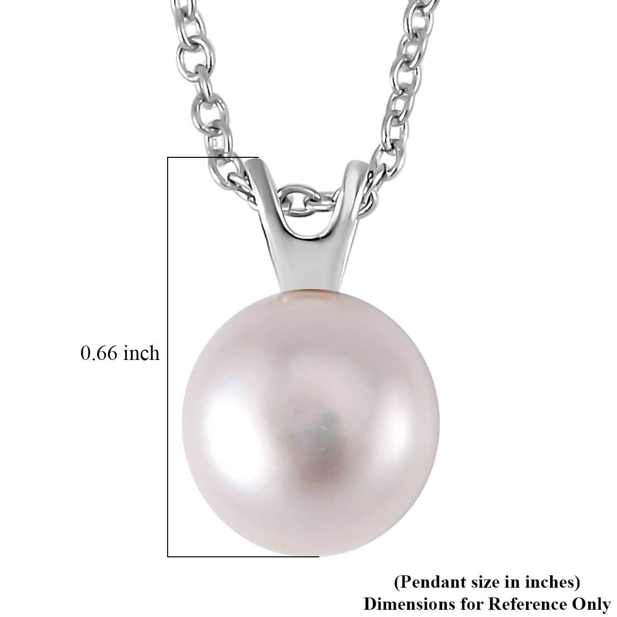 White Freshwater Cultured Pearl Solitaire Stud Earrings and Pendant Necklace 20 Inches in Rhodium Over Sterling Silver image number 5