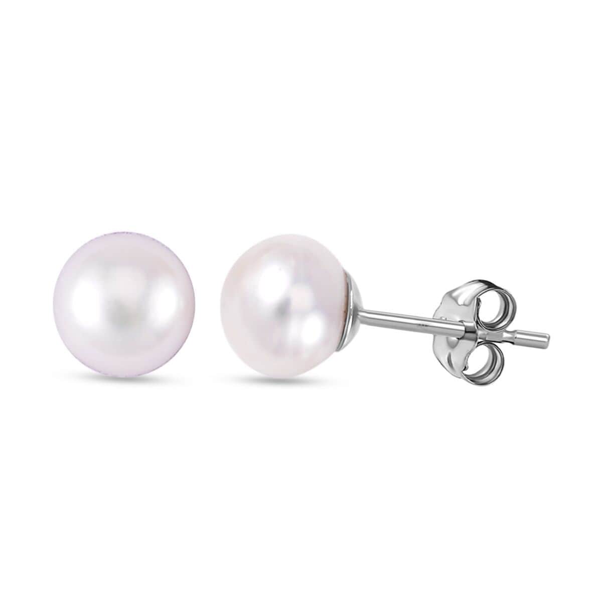 Buy White Freshwater Cultured Pearl Solitaire Stud Earrings and Pendant ...