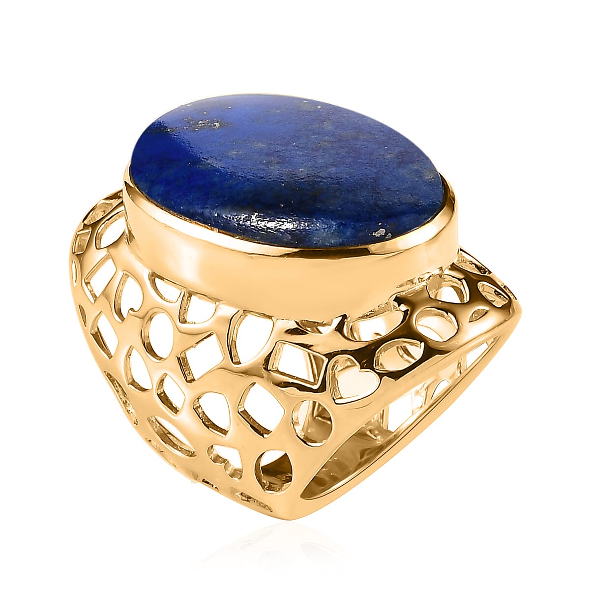 Karis Lapis Lazuli Solitaire Ring (Size 11) and Pendant in 18K YG Plated 55.65 ctw