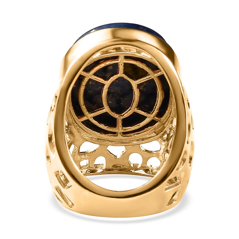 Karis Lapis Lazuli Solitaire Ring (Size 11) and Pendant in 18K YG Plated 55.65 ctw