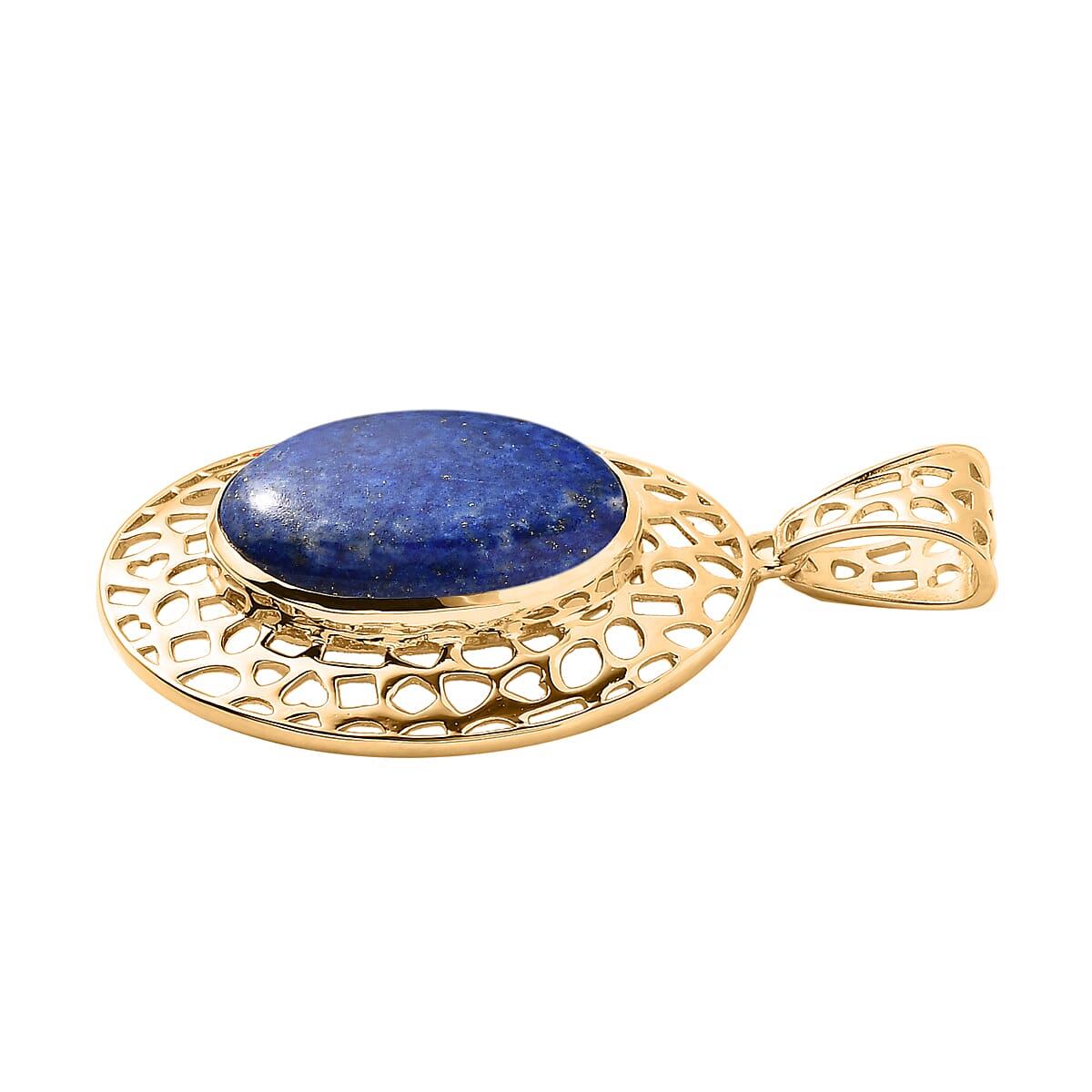Karis Lapis Lazuli Solitaire Ring (Size 11) and Pendant in 18K YG Plated 55.65 ctw
