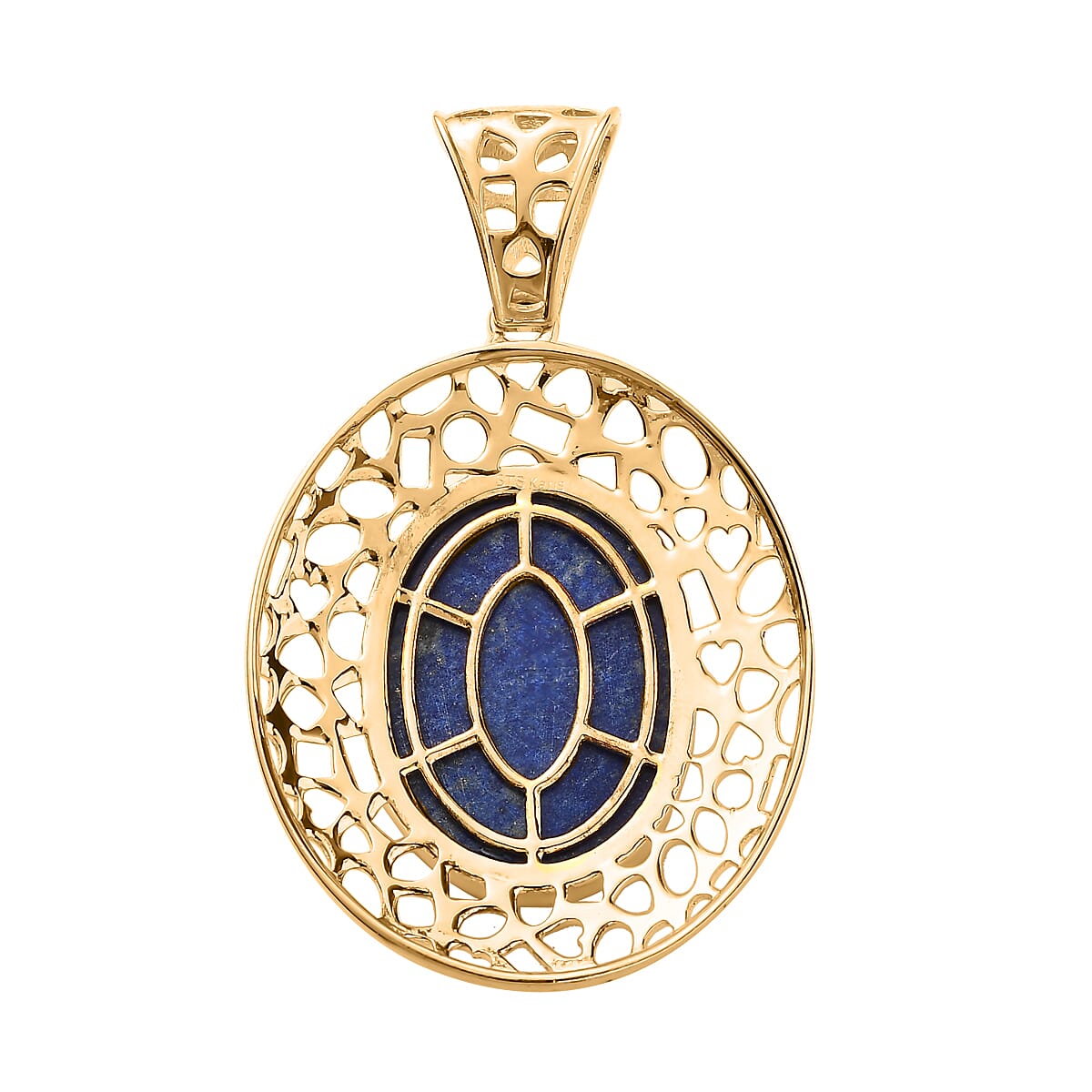 Karis Lapis Lazuli Solitaire Ring (Size 11) and Pendant in 18K YG Plated 55.65 ctw