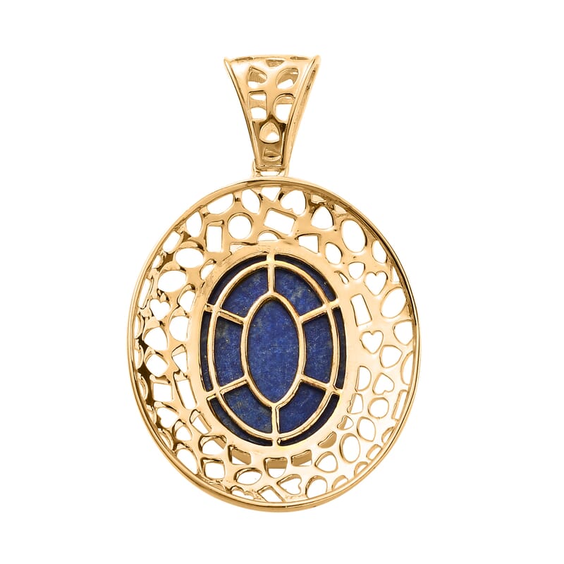Karis Lapis Lazuli Solitaire Ring (Size 11) and Pendant in 18K YG Plated 55.65 ctw