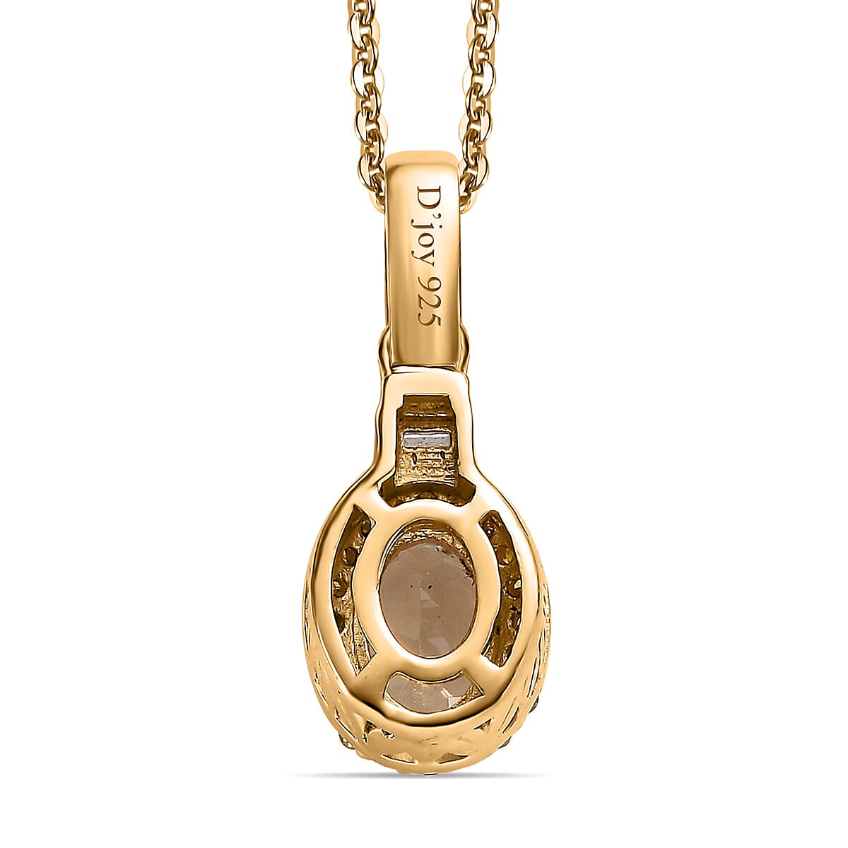AAA Turkizite, Yellow and White Diamond Pendant Necklace 20 Inches in Vermeil Yellow Gold Over Sterling Silver 1.00 ctw image number 4