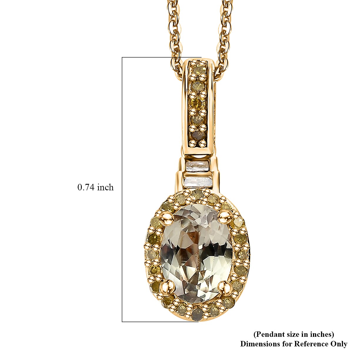 AAA Turkizite, Yellow and White Diamond Pendant Necklace 20 Inches in Vermeil Yellow Gold Over Sterling Silver 1.00 ctw image number 6