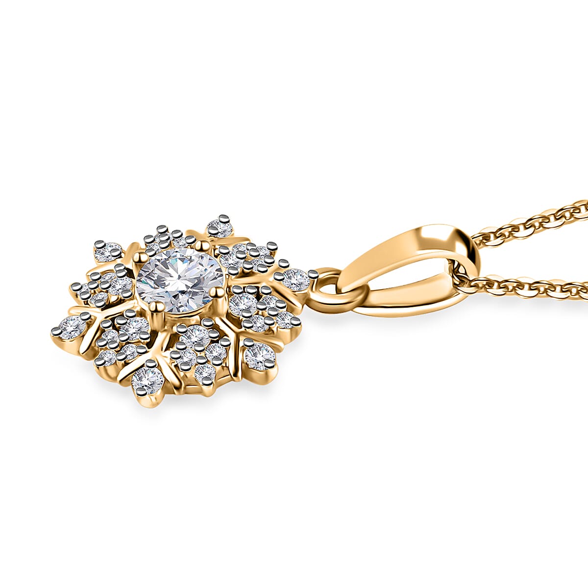 Moissantie Pendant Necklace 20 Inches in Vermeil Yellow Gold Over Sterling Silver 0.70 ctw