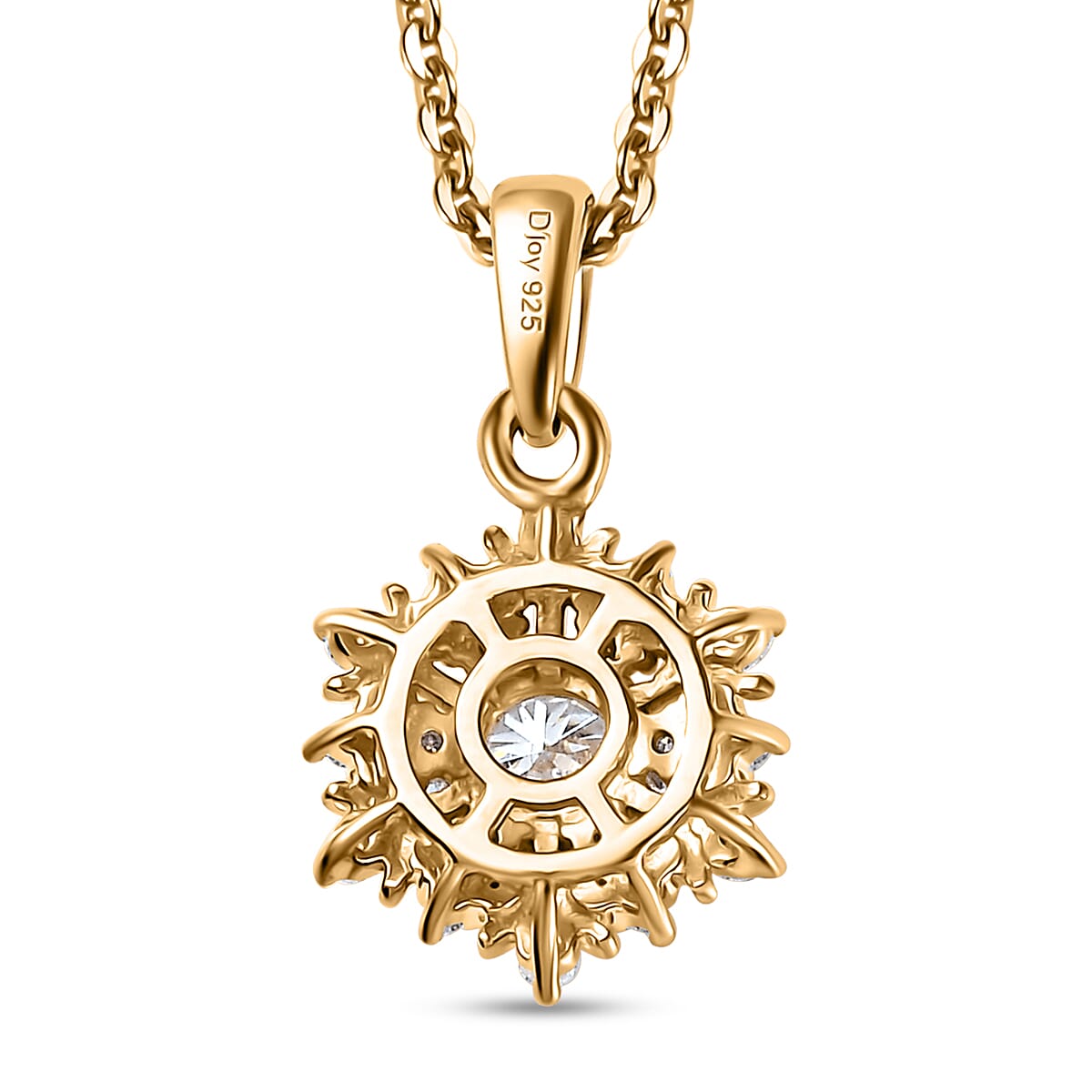 Moissantie Pendant Necklace 20 Inches in Vermeil Yellow Gold Over Sterling Silver 0.70 ctw