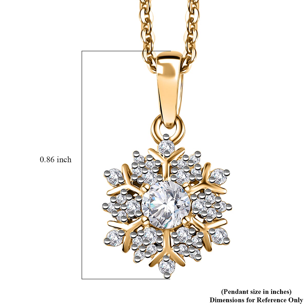 Moissantie Pendant Necklace 20 Inches in Vermeil Yellow Gold Over Sterling Silver 0.70 ctw