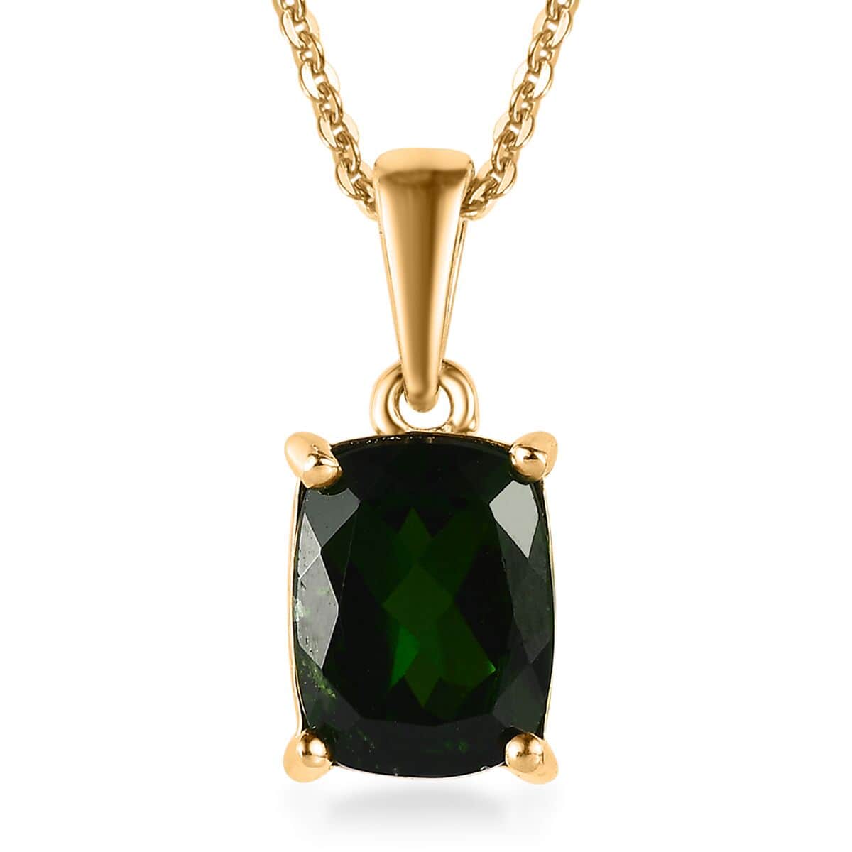 Chrome Diopside Solitaire Pendant Necklace 20 Inches in Vermeil Yellow Gold Over Sterling Silver 2.00 ctw image number 0