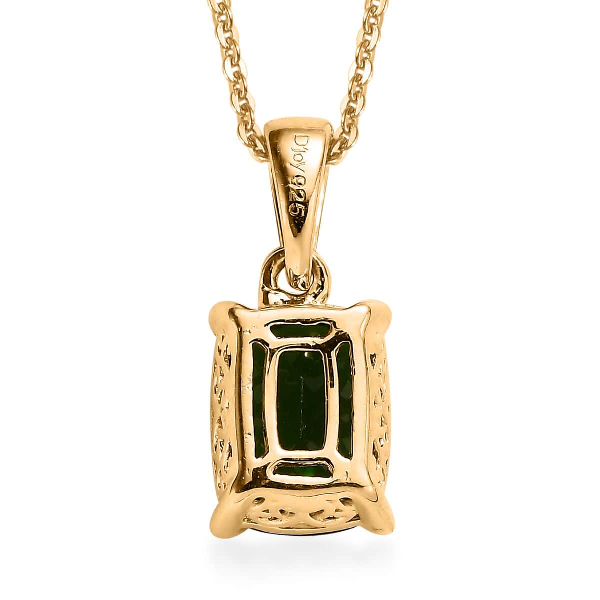 Chrome Diopside Solitaire Pendant Necklace 20 Inches in Vermeil Yellow Gold Over Sterling Silver 2.00 ctw image number 4