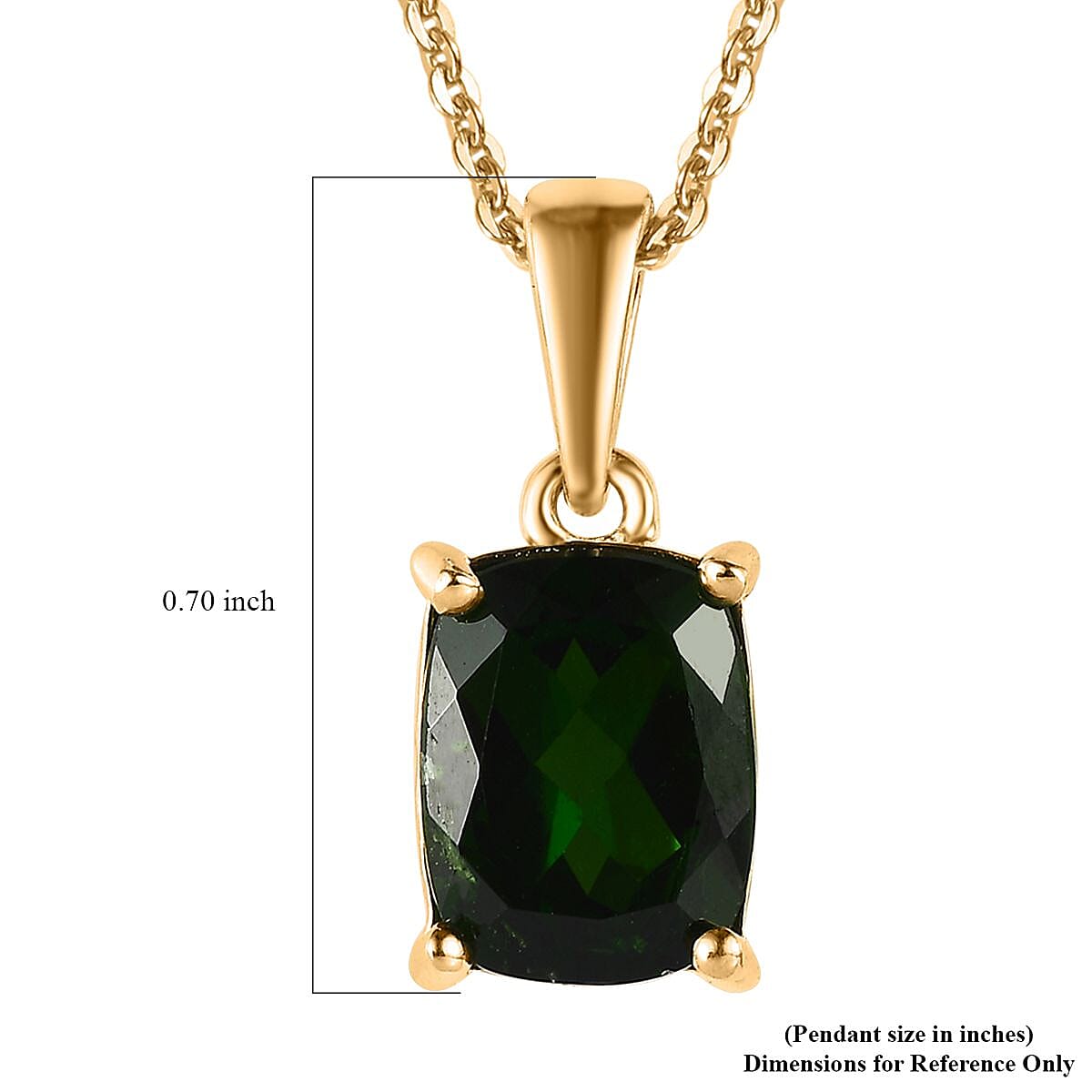 Chrome Diopside Solitaire Pendant Necklace 20 Inches in Vermeil Yellow Gold Over Sterling Silver 2.00 ctw