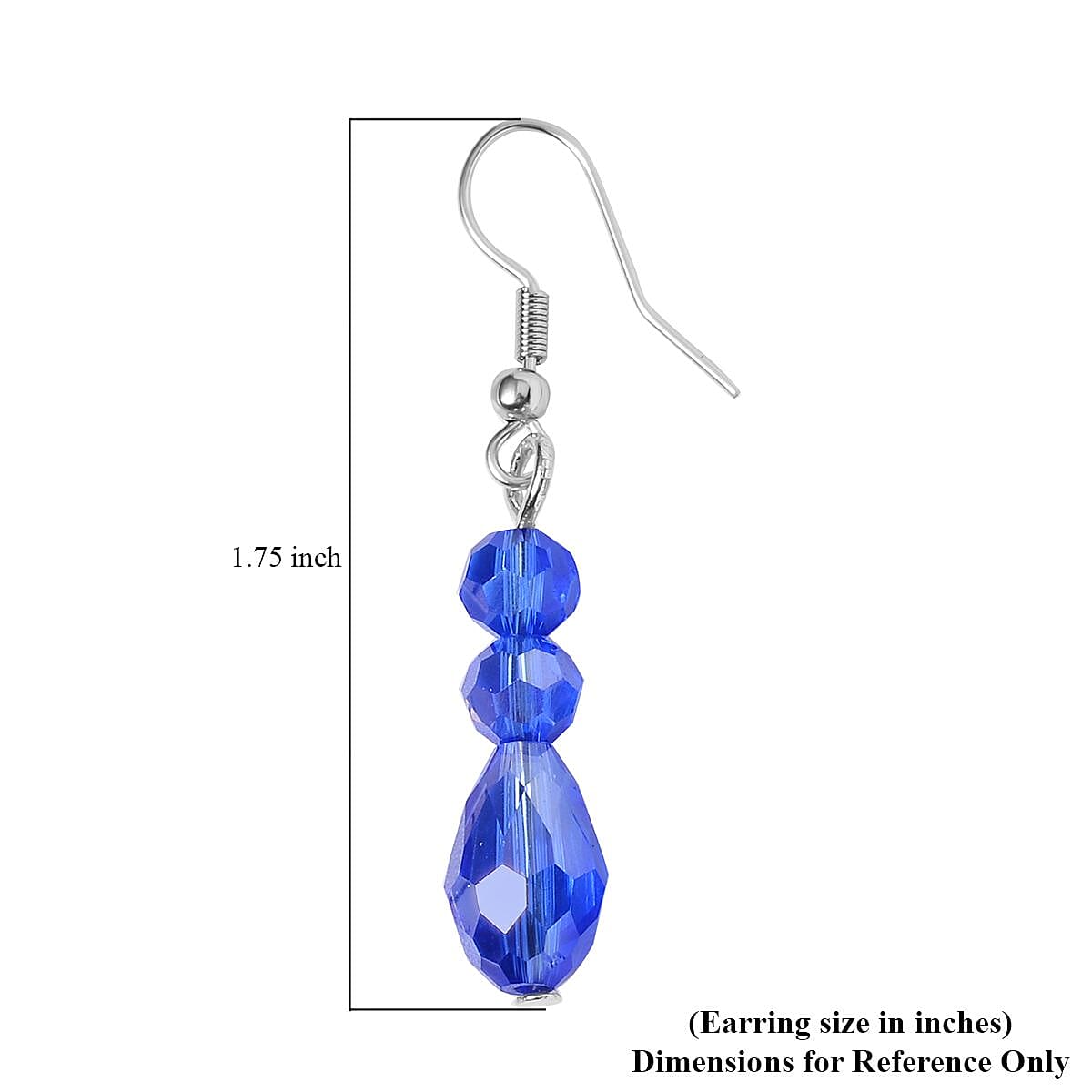 Sapphire Blue Glass, Resin Waterfall Necklace 16-20 Inches and Earrings in Silvertone & Stainless Steel