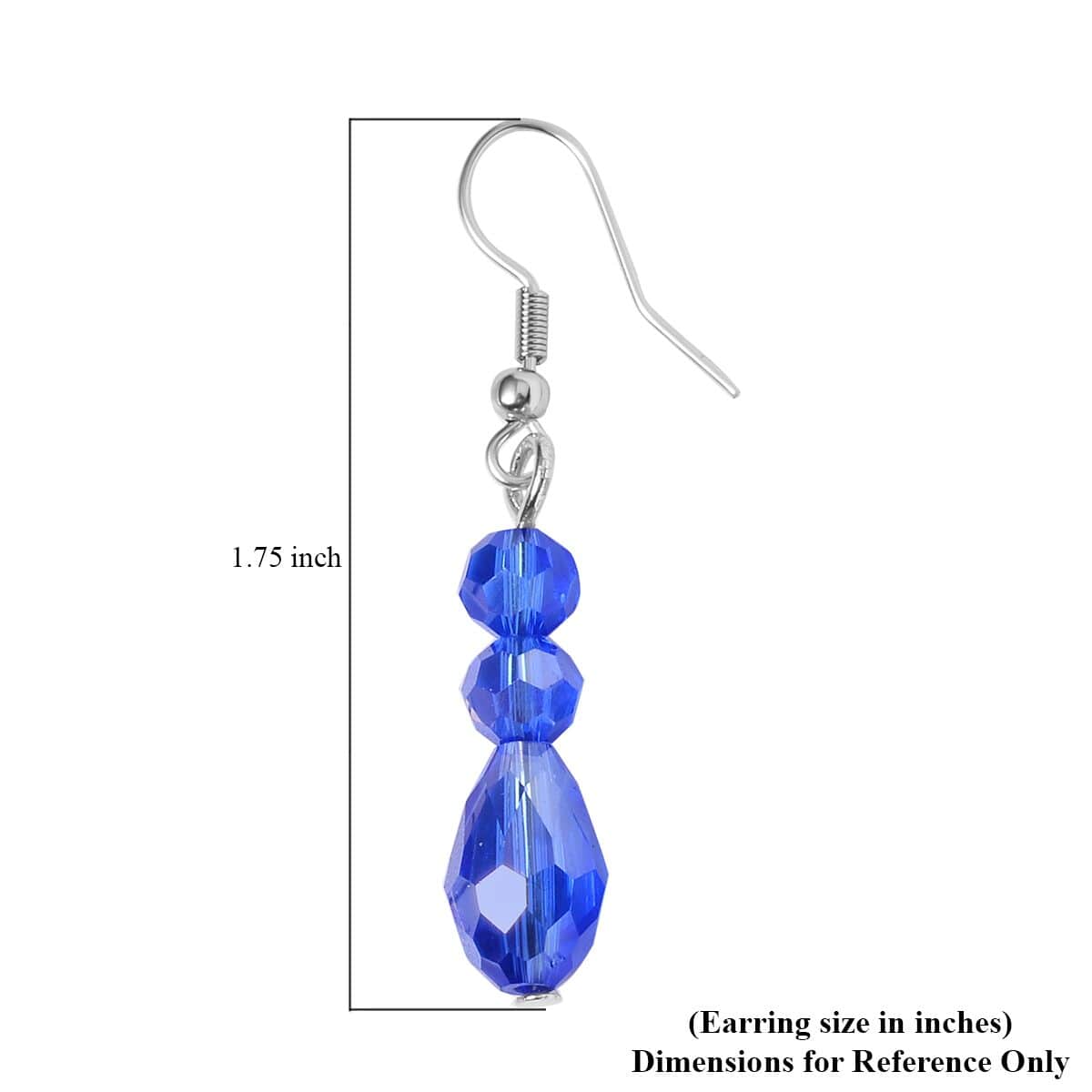 Sapphire Blue Glass, Resin Waterfall Necklace 16-20 Inches and Earrings in Silvertone & Stainless Steel image number 6