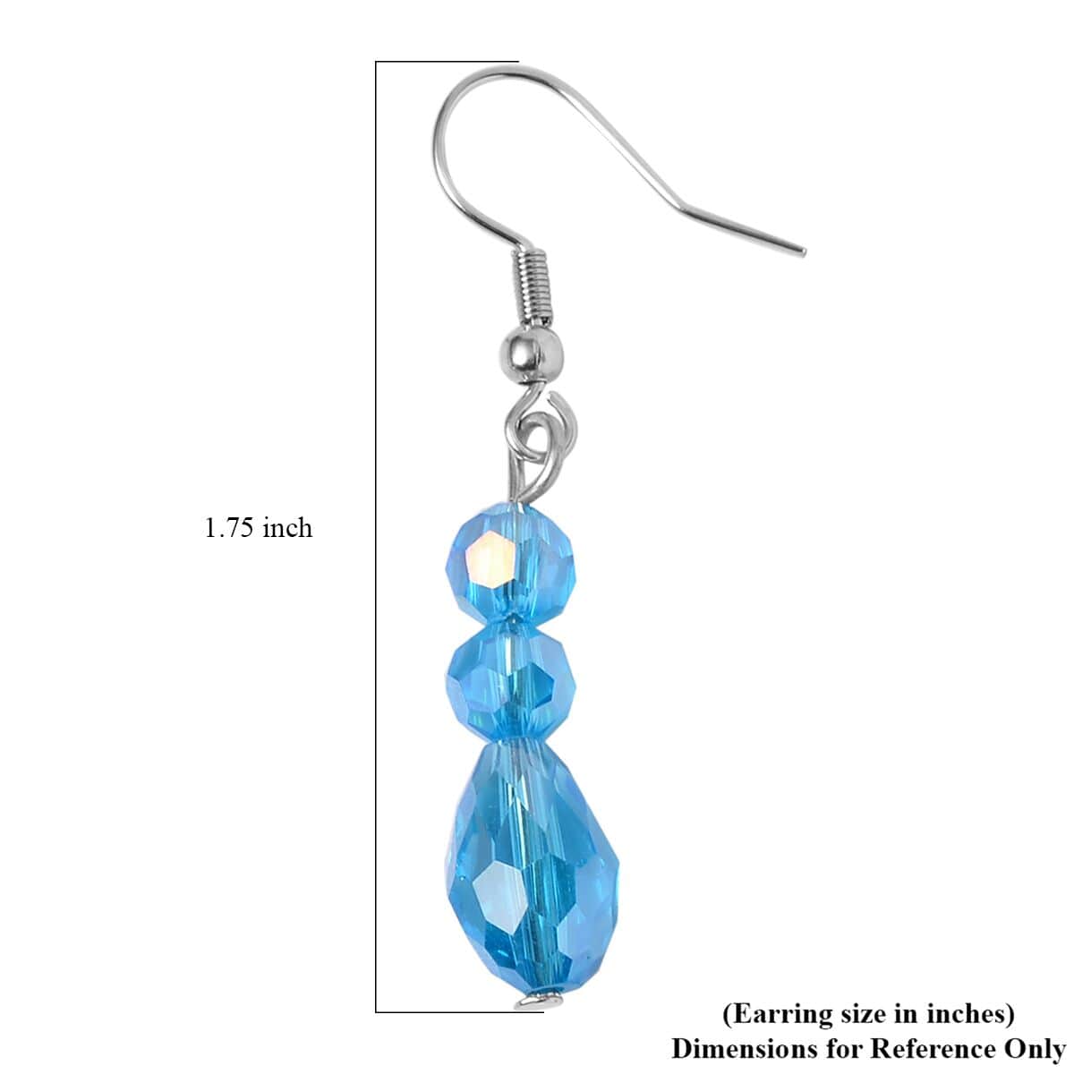 Blue Glass, Resin Waterfall Necklace 16-20 Inches and Earrings in Silvertone & Stainless Steel image number 6