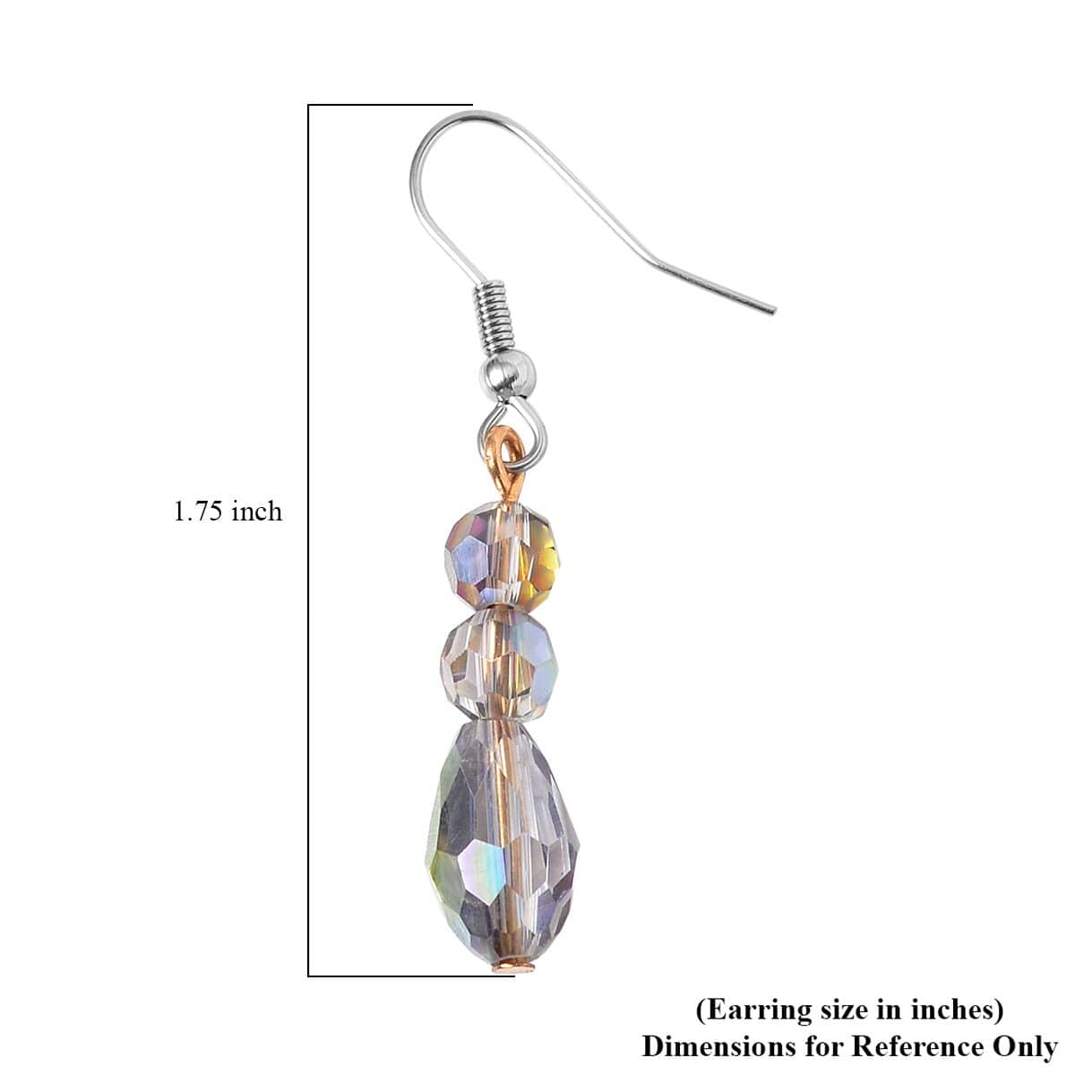 Magic Color Glass, Resin Waterfall Necklace 16-20 Inches and Earrings in Goldtone & Stainless Steel image number 6