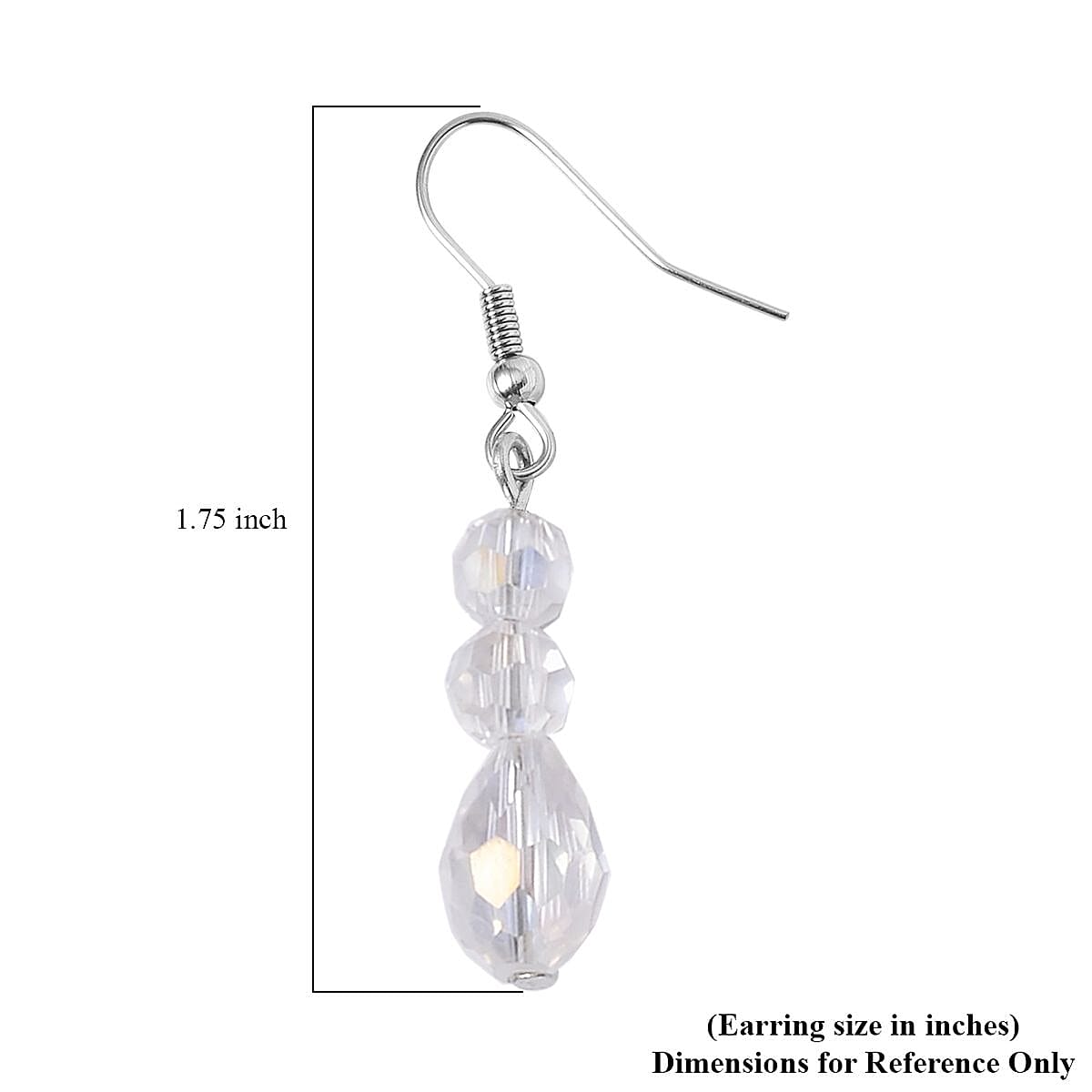 White Aurora Borealis Glass, Resin Waterfall Necklace 16-20 Inches and Earrings in Silvertone & Stainless Steel