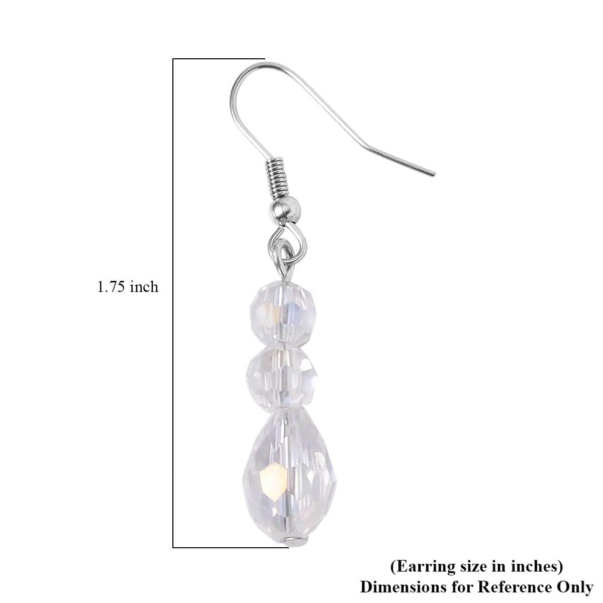 White Aurora Borealis Glass, Resin Waterfall Necklace 16-20 Inches and Earrings in Silvertone & Stainless Steel image number 6