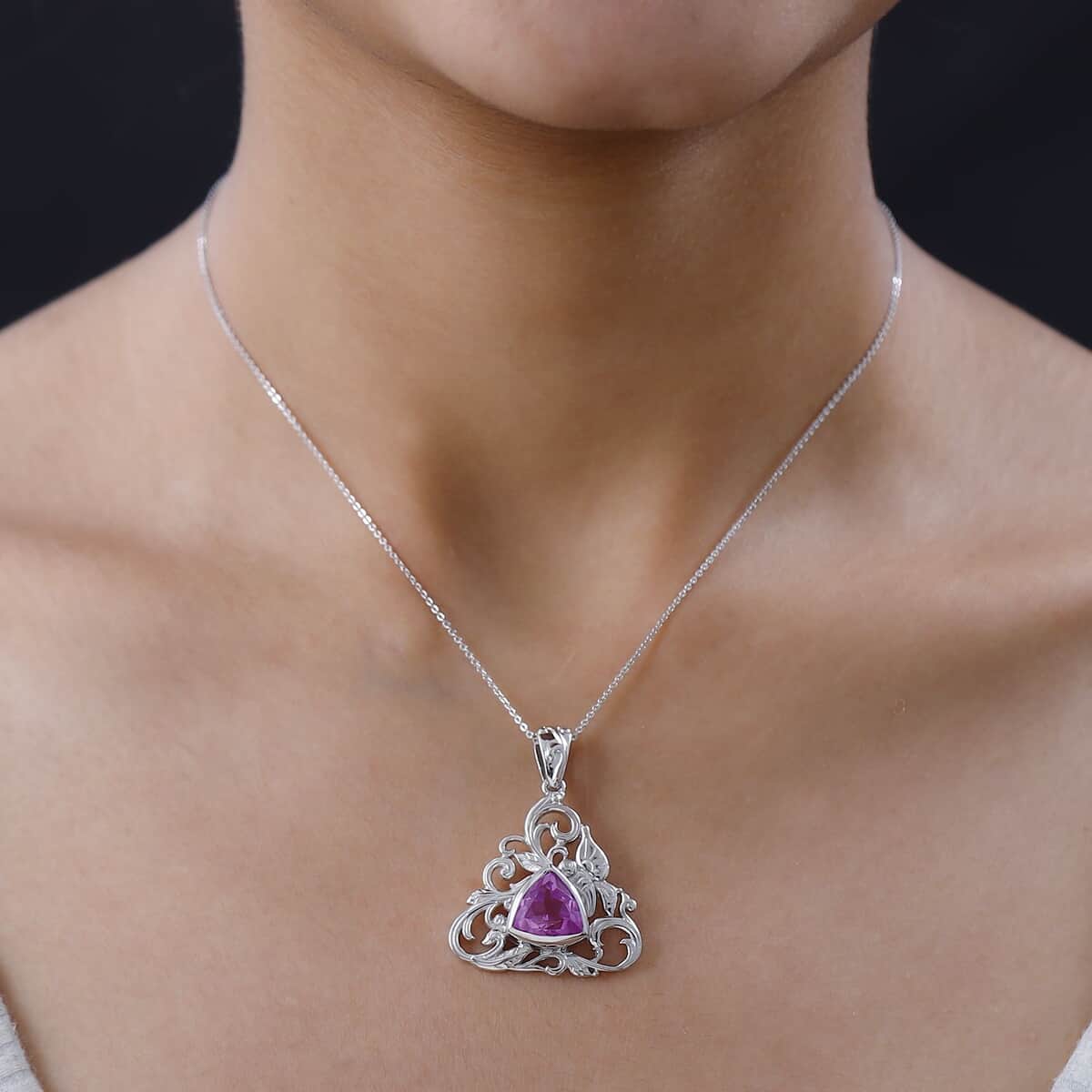 Patroke Quartz Pendant Necklace 20 Inches in Platinum Over Sterling Silver 4.60 ctw image number 2