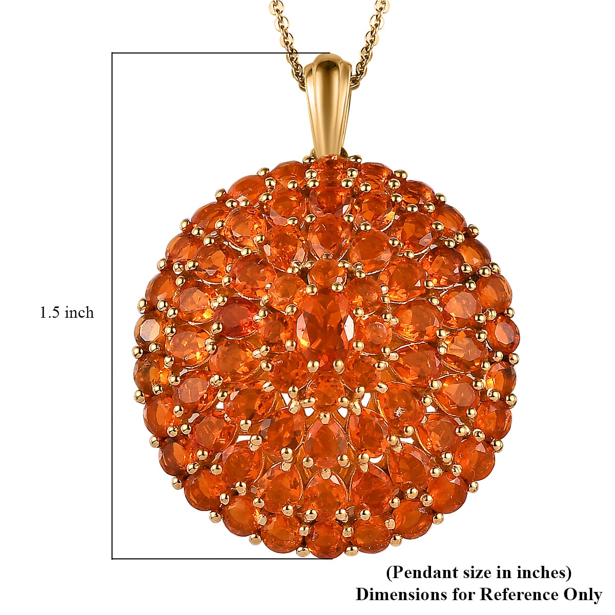 Premium Mexican Fire Opal Pendant Necklace 20 Inches in Vermeil Yellow Gold Over Sterling Silver 6.50 ctw image number 5