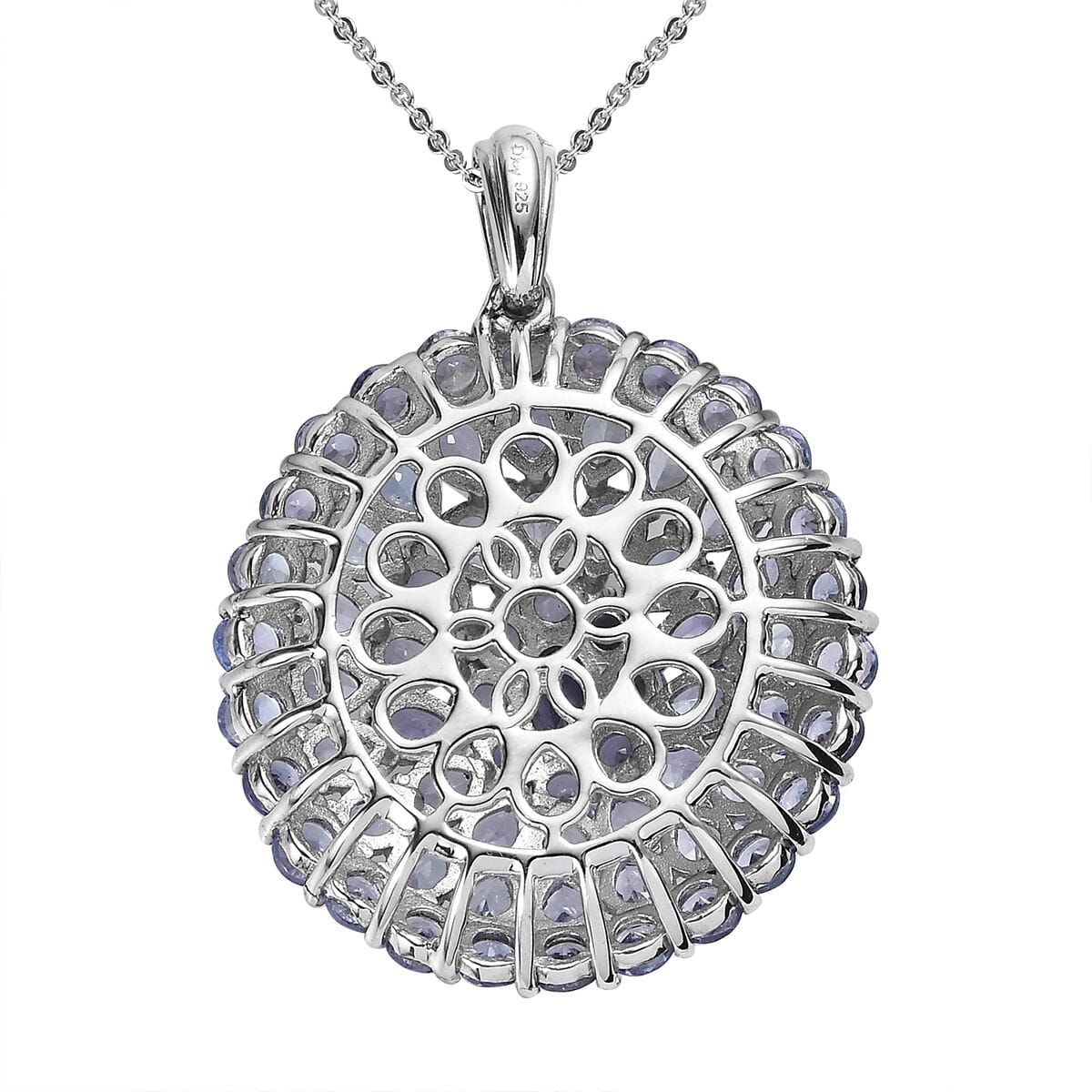 Tanzanite Floral Spray Pendant Necklace 20 Inches in Platinum Over Sterling Silver 8.15 ctw image number 4