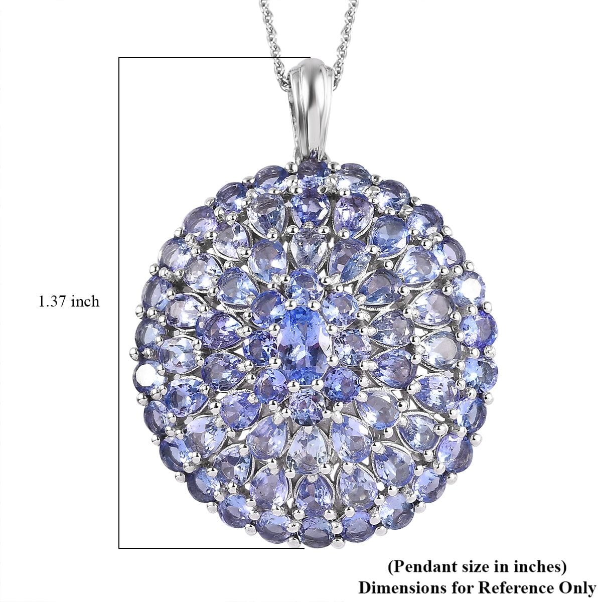 Tanzanite Floral Spray Pendant Necklace 20 Inches in Platinum Over Sterling Silver 8.15 ctw image number 5