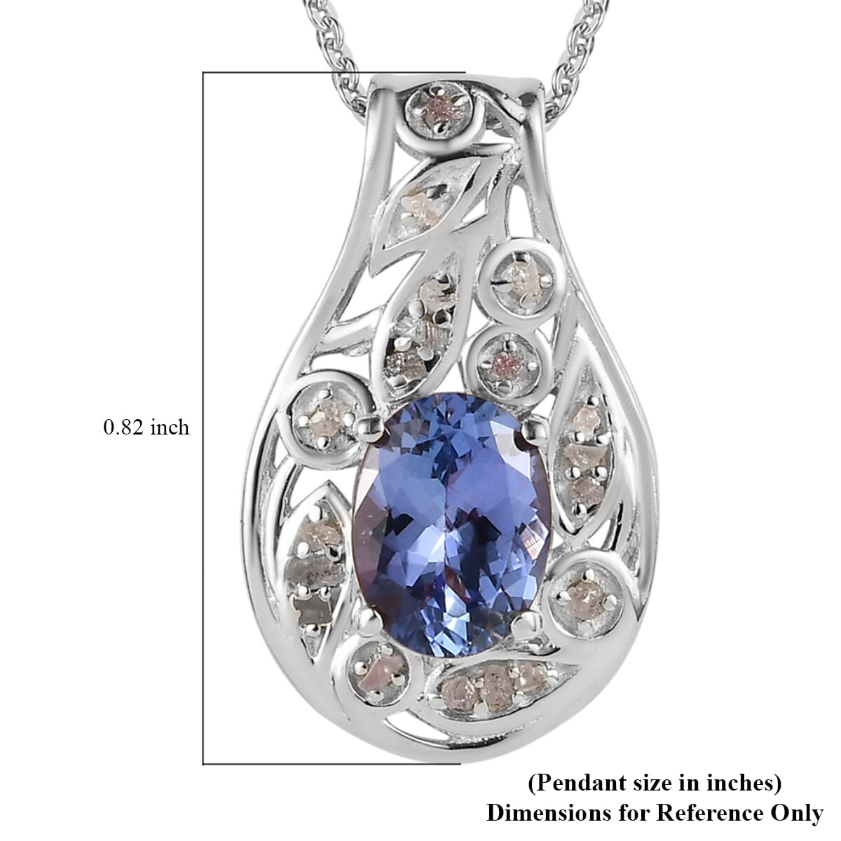 Tanzanite, Uncut Natural Pink Diamond Pendant Necklace (20 Inches) in Vermeil YG Over Sterling Silver 1.25 ctw image number 5