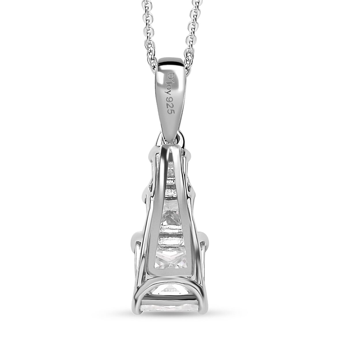 Moissanite Pendant Necklace 20 Inches in Platinum Over Sterling Silver 1.50 ctw image number 4