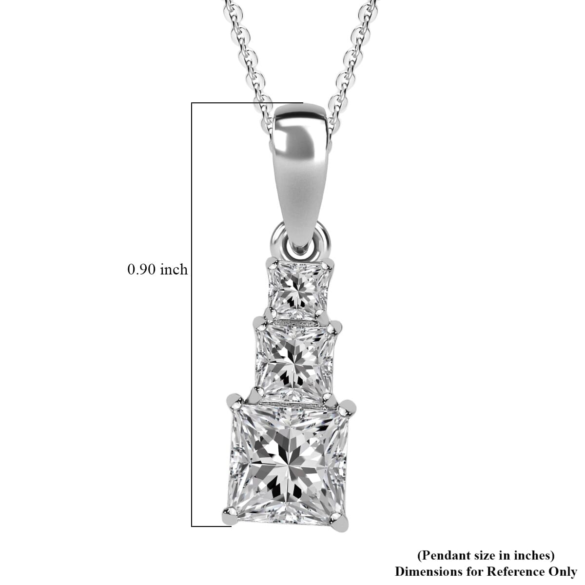 Moissanite Pendant Necklace 20 Inches in Platinum Over Sterling Silver 1.50 ctw image number 5