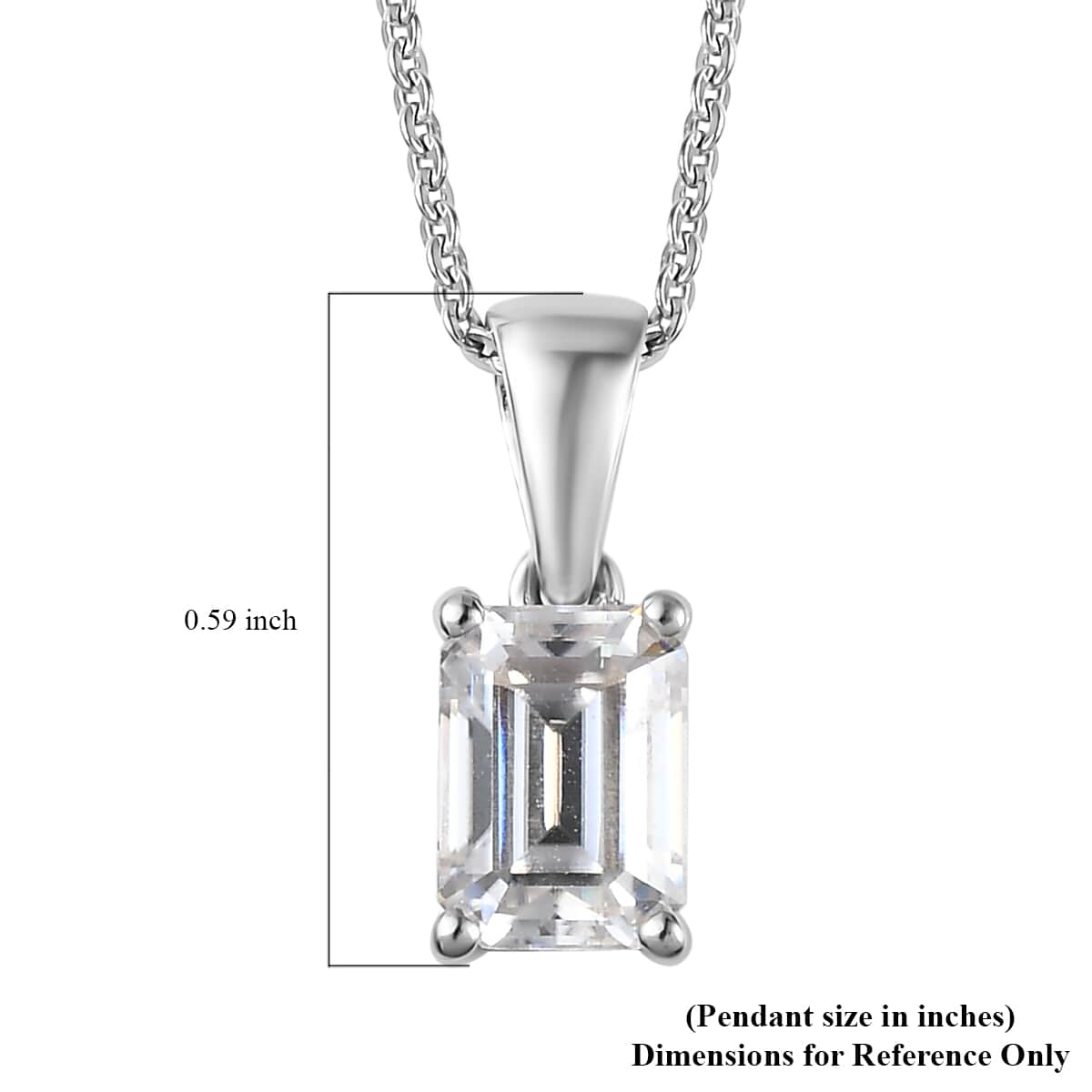 Moissanite Solitaire Pendant Necklace 20 Inches in Platinum Over Sterling Silver 1.00 ctw image number 6