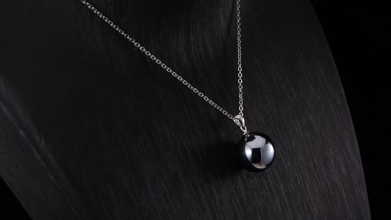 Terahertz Pendant Necklace , Terahertz Ball Pendant Necklace , Rhodium Over Sterling Silver and Stainless Steel Necklace , 20 Inch Necklace 22.35 ctw