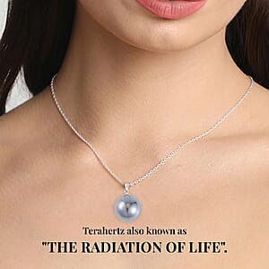 Terahertz 22.35 ctw Pendant in Rhodium Over Sterling Silver with Stainless Steel Necklace (20 Inches)