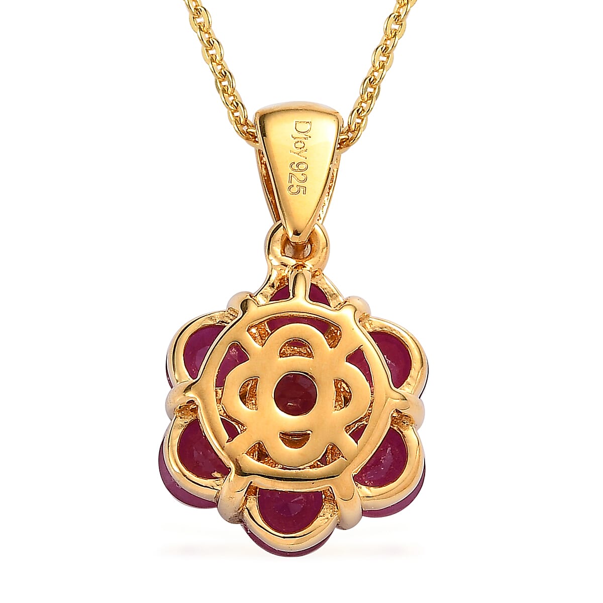Niassa Ruby (FF) Pendant Necklace 20 Inches in Vermeil Yellow Gold Over Sterling Silver 4.20 ctw image number 4