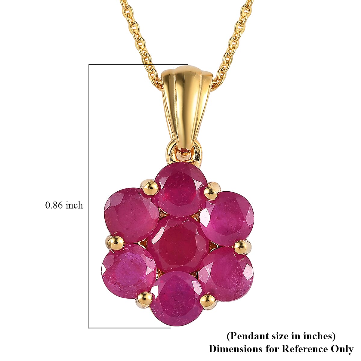 Niassa Ruby (FF) Pendant Necklace 20 Inches in Vermeil Yellow Gold Over Sterling Silver 4.20 ctw image number 6