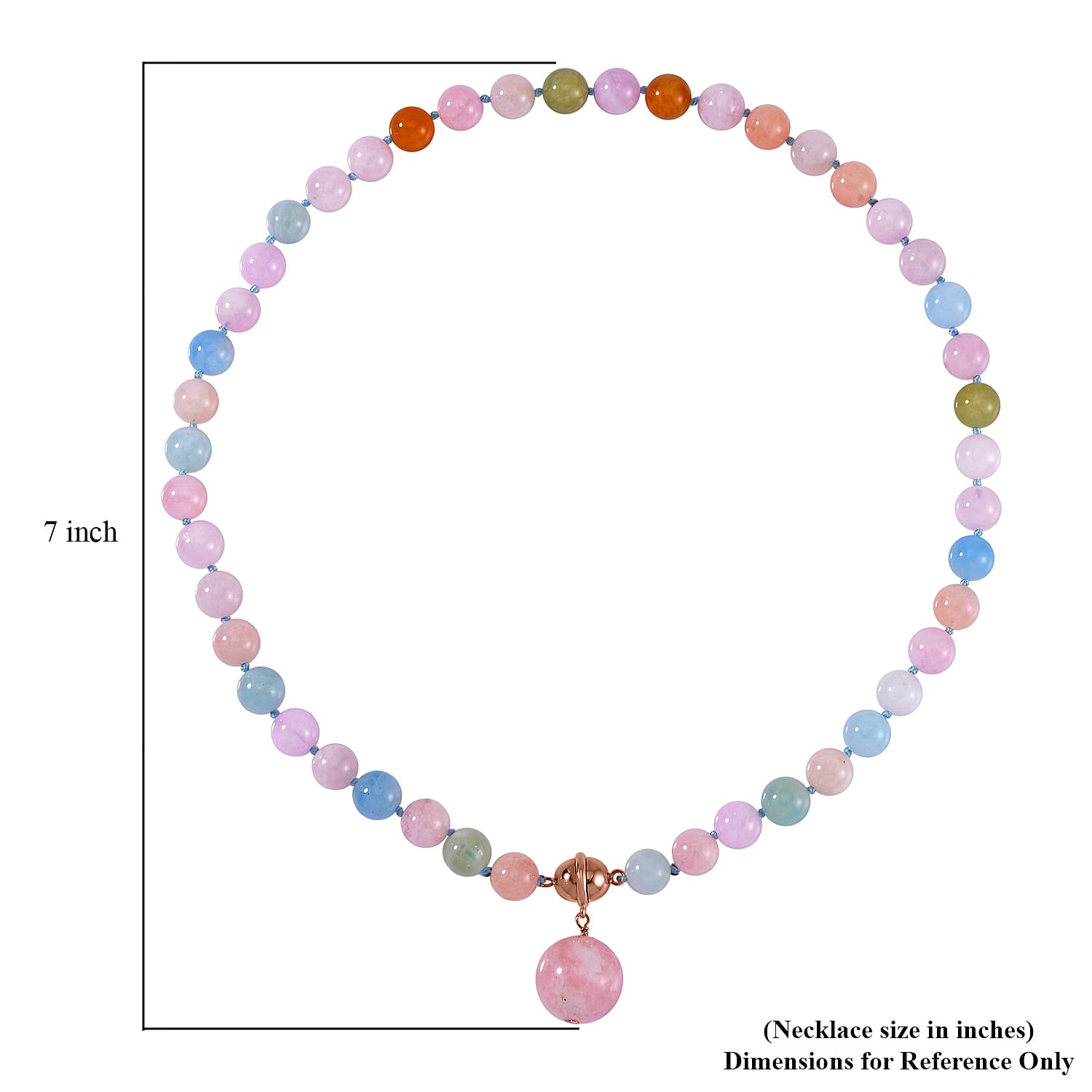 Pink Morganite, Aquamarine, Heliodor Beaded Necklace 18 Inches and Charm in 14K RG and Rhodium Over Sterling Silver 245.00 ctw