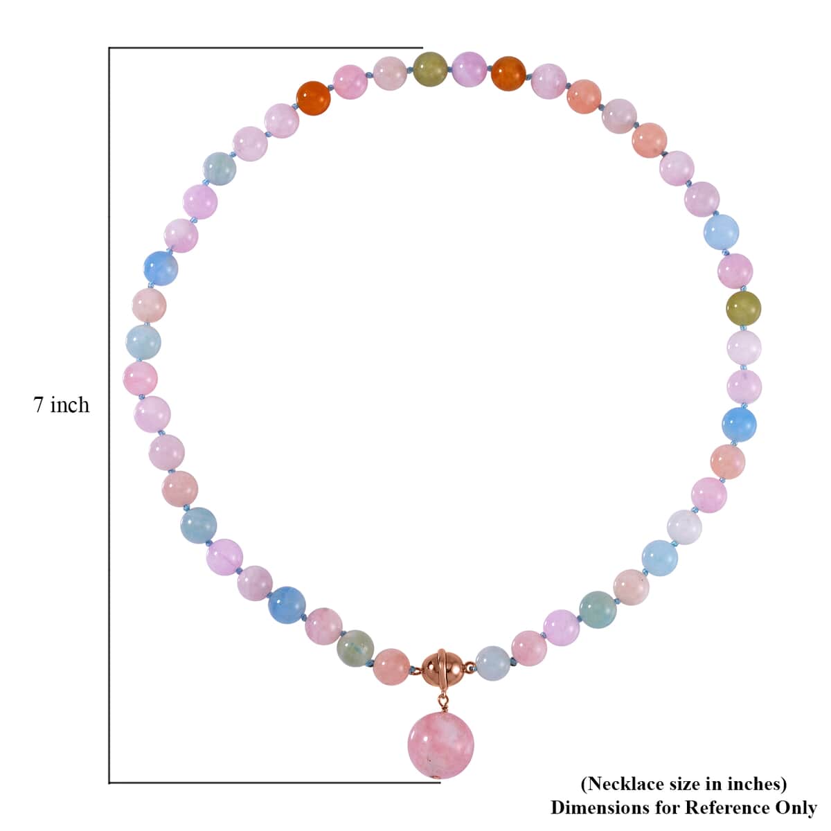 Pink Morganite, Aquamarine, Heliodor Beaded Necklace 18 Inches and Charm in 14K RG and Rhodium Over Sterling Silver 245.00 ctw image number 4