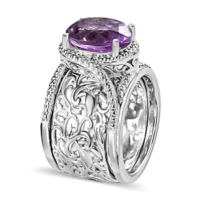 Rose De France Amethyst 4.69 ctw Ring in Goldtone (Size 9)