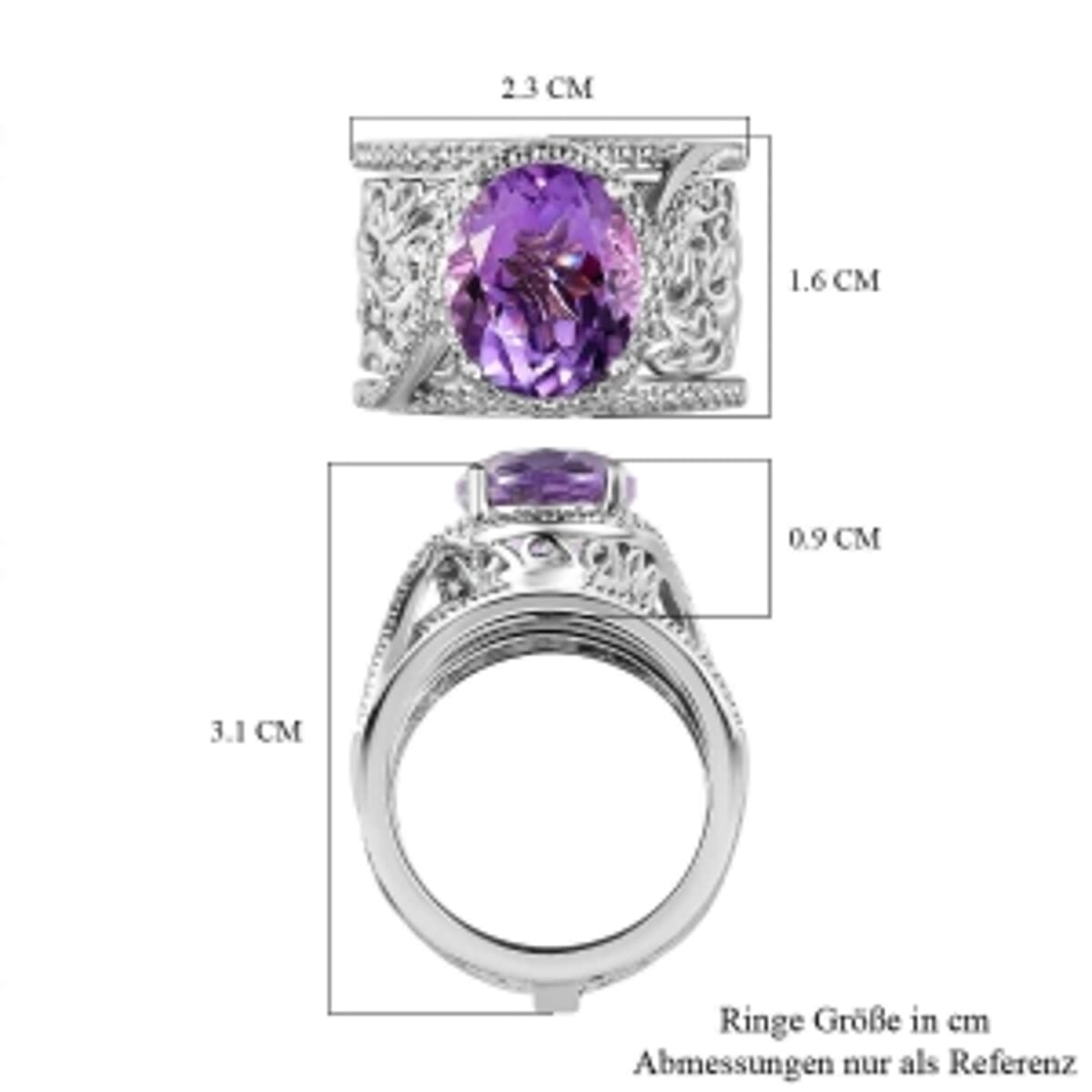 Rose De France Amethyst 4.69 ctw Ring in Goldtone (Size 9) image number 7