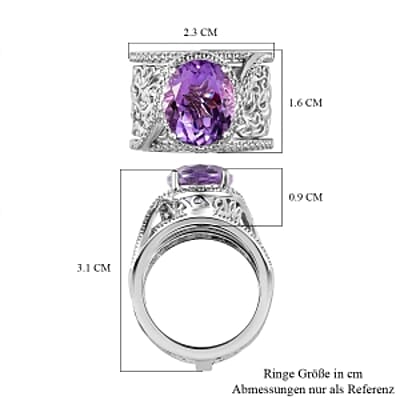 Rose De France Amethyst 4.69 ctw Ring in Goldtone (Size 9)