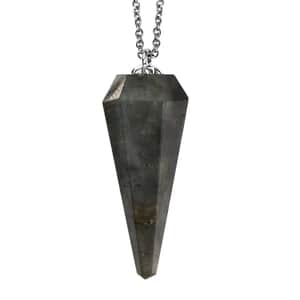 Karis Labradorite 63.15 ctw Pendulum Pendant in Platinum Bond with Stainless Steel Necklace 20 Inches